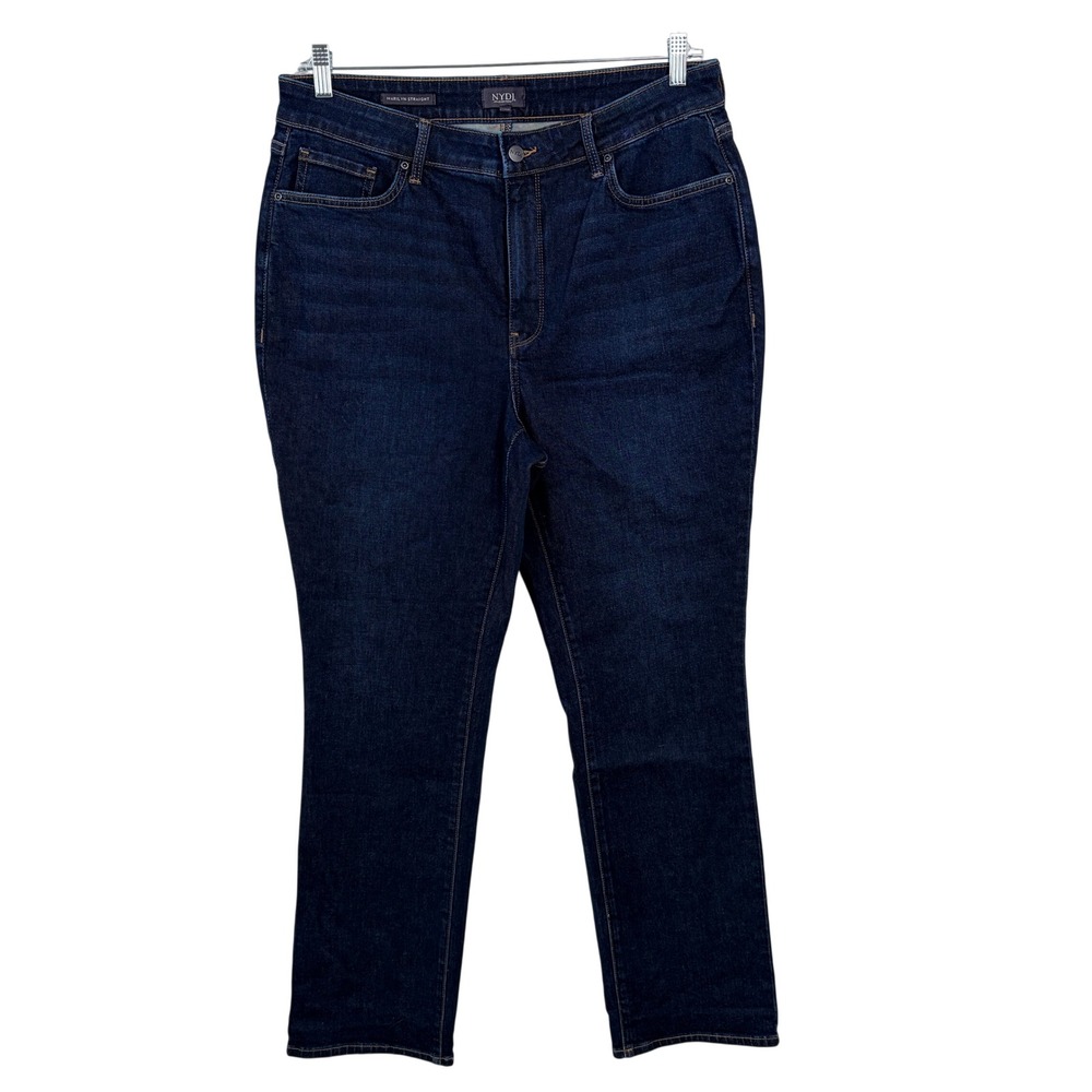 NYDJ Marilyn Straight Jeans 14W Indigo Dark Wash Excellent
